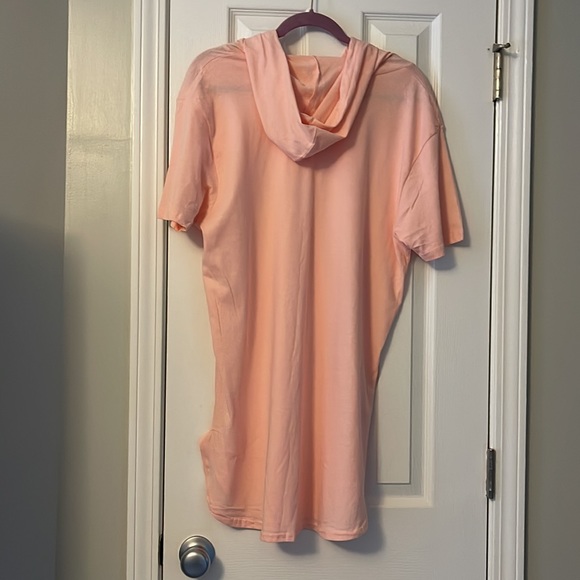 On Fire hooded cotton dress with side skits rounded hem. Peach color size 1X - Picture 3 of 3